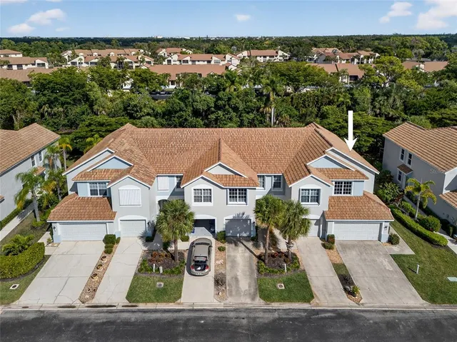an aerial view of a house