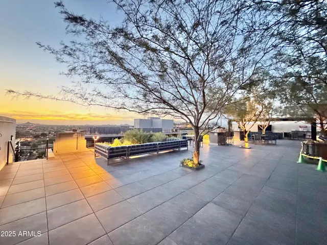 a view of a terrace with chairs