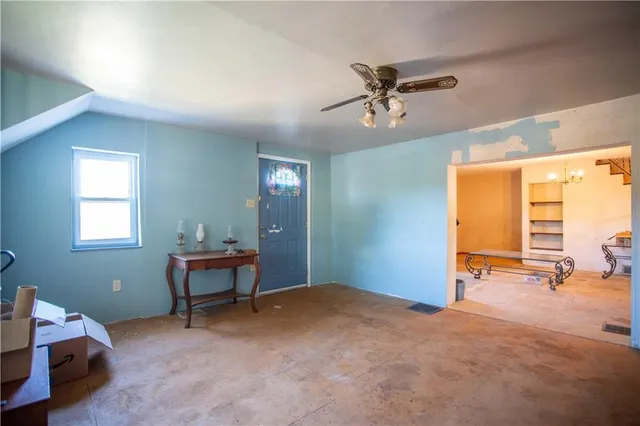 a view of a room with furniture window and outside view