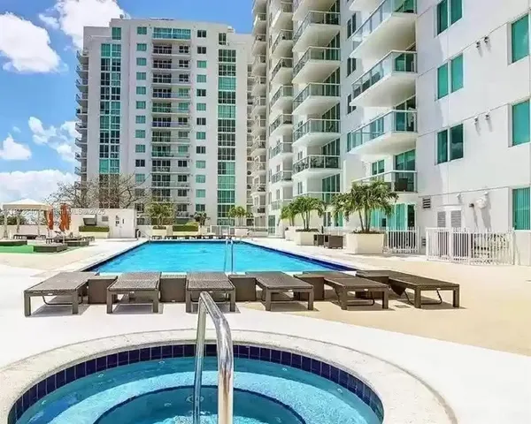 a picture of a city view with tall buildings