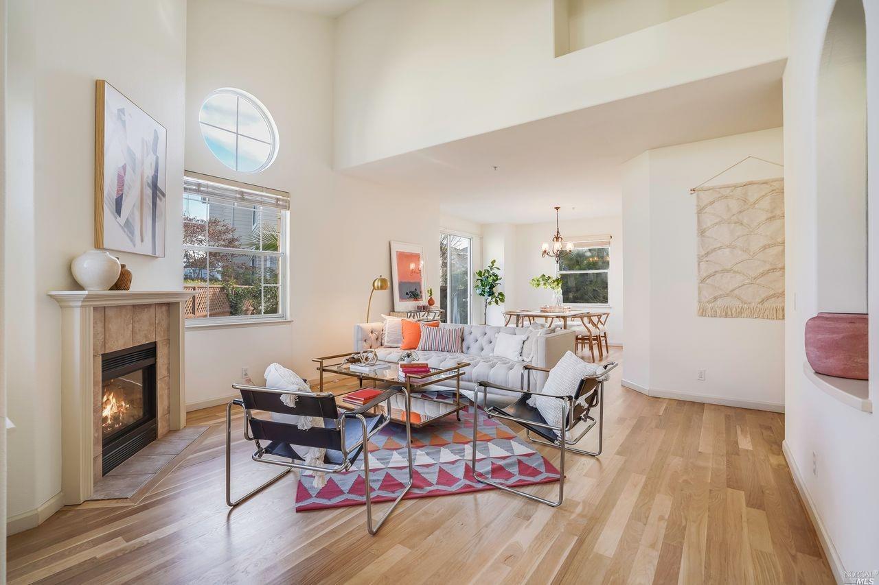 53 Dowitcher Way San Rafael, CA 94901 - Photo 1 of 1 a living room with furniture a fireplace and a large window