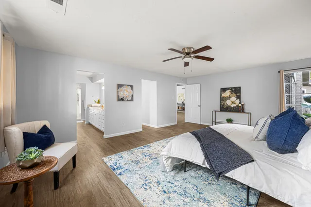 an empty room with windows