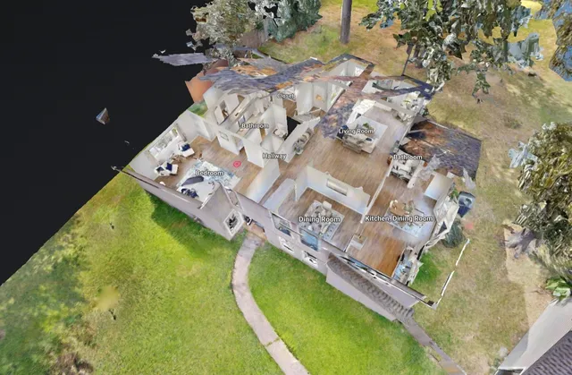 a backyard of a house with lots of green space