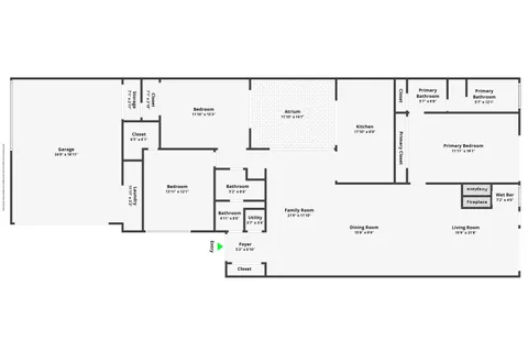 a view of a swimming pool with a yard and palm trees