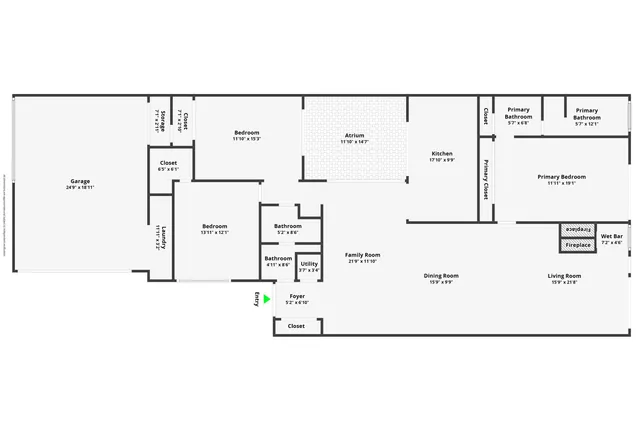 a view of a swimming pool with a yard and palm trees