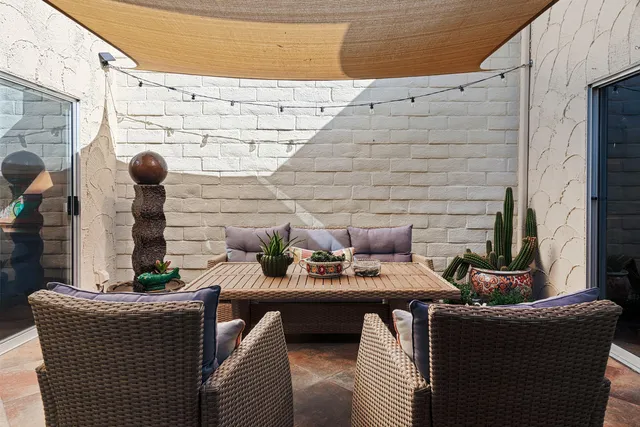 a view of outdoor space with seating area