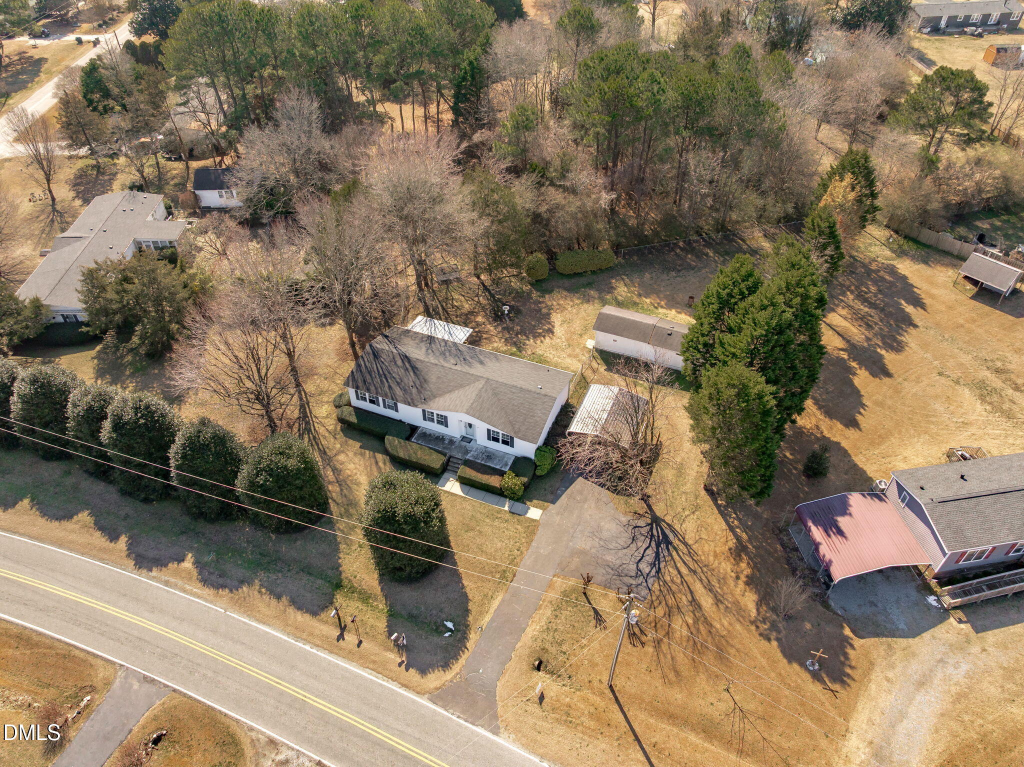 7900 Barbour Store Road Willow Spring, NC 27592 - Photo 34 of 38 an aerial view of house with yard swimming pool and outdoor seating