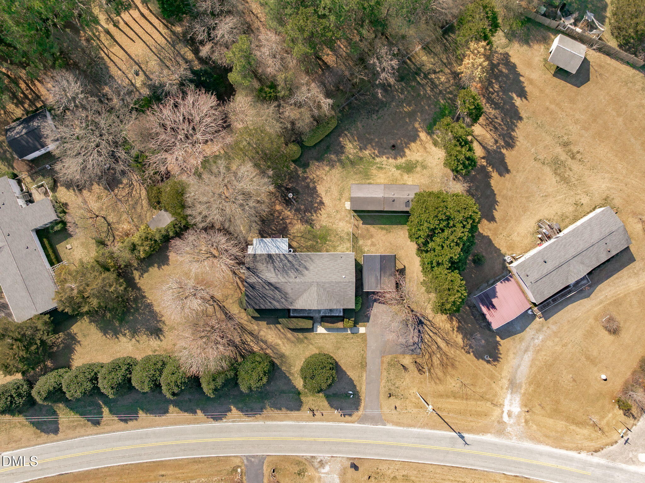 7900 Barbour Store Road Willow Spring, NC 27592 - Photo 36 of 38 an aerial view of house with yard