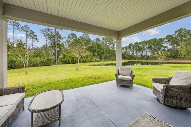 a storage room with furniture and a table