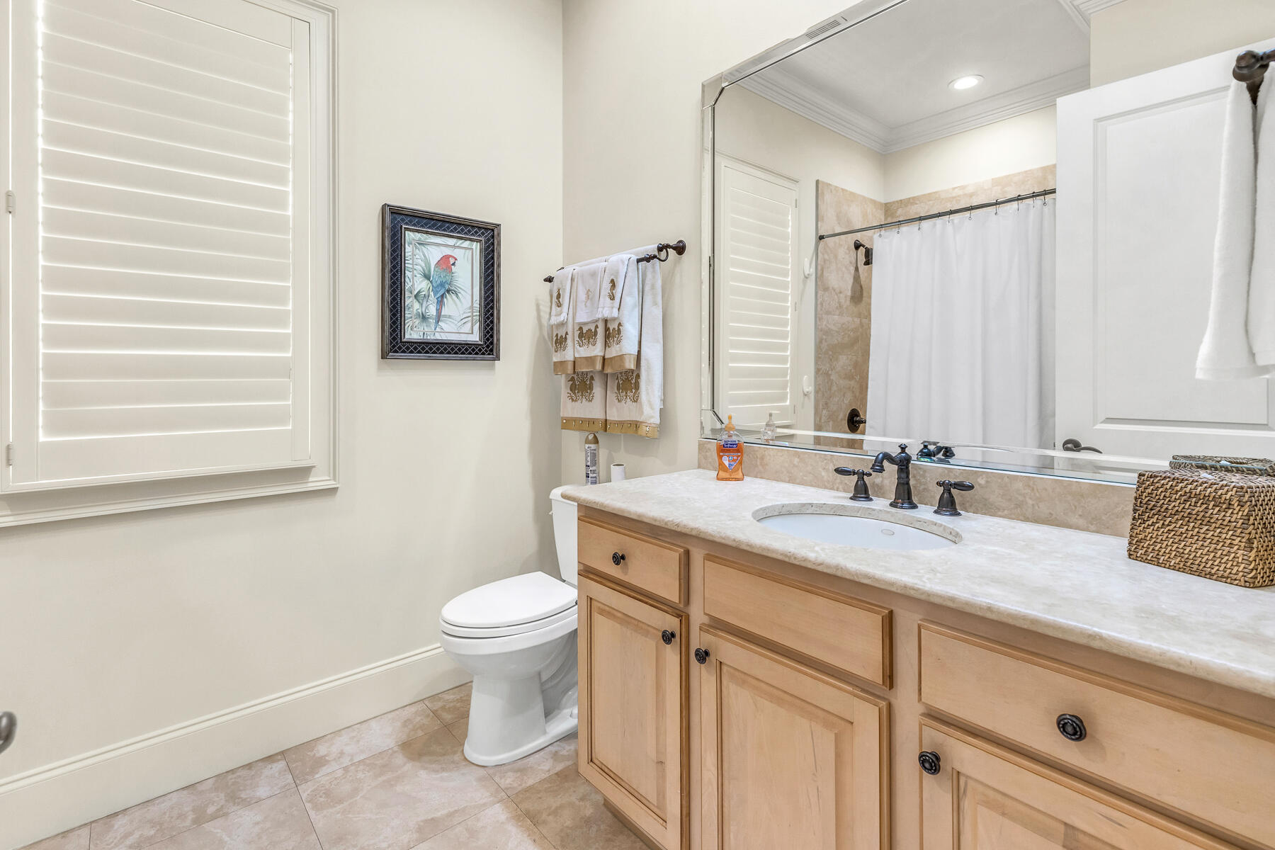 3435 Burnt Pine Lane Miramar Beach, FL 32550 - Photo 55 of 63 a bathroom with a granite countertop sink mirror vanity and toilet