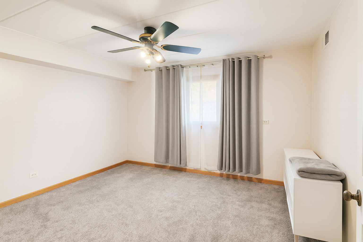 9250 Beloit Avenue, Unit 104 Bridgeview, IL 60455 - Photo 8 of 14 an empty room with a ceiling fan and carpet