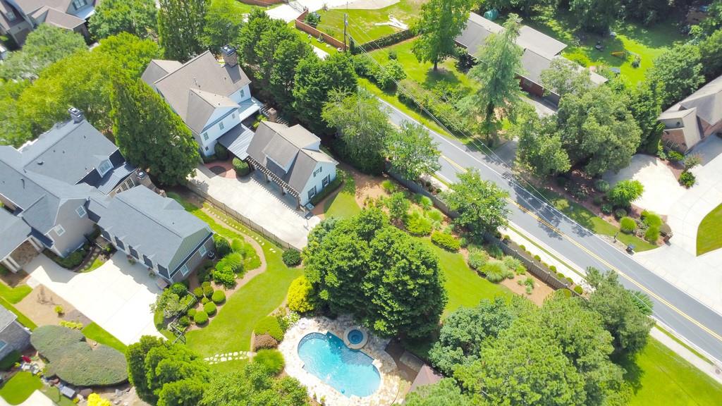 3901 Hazelhurst Drive Northeast Marietta, GA 30066 - Photo 72 of 79 an aerial view of residential house with swimming pool