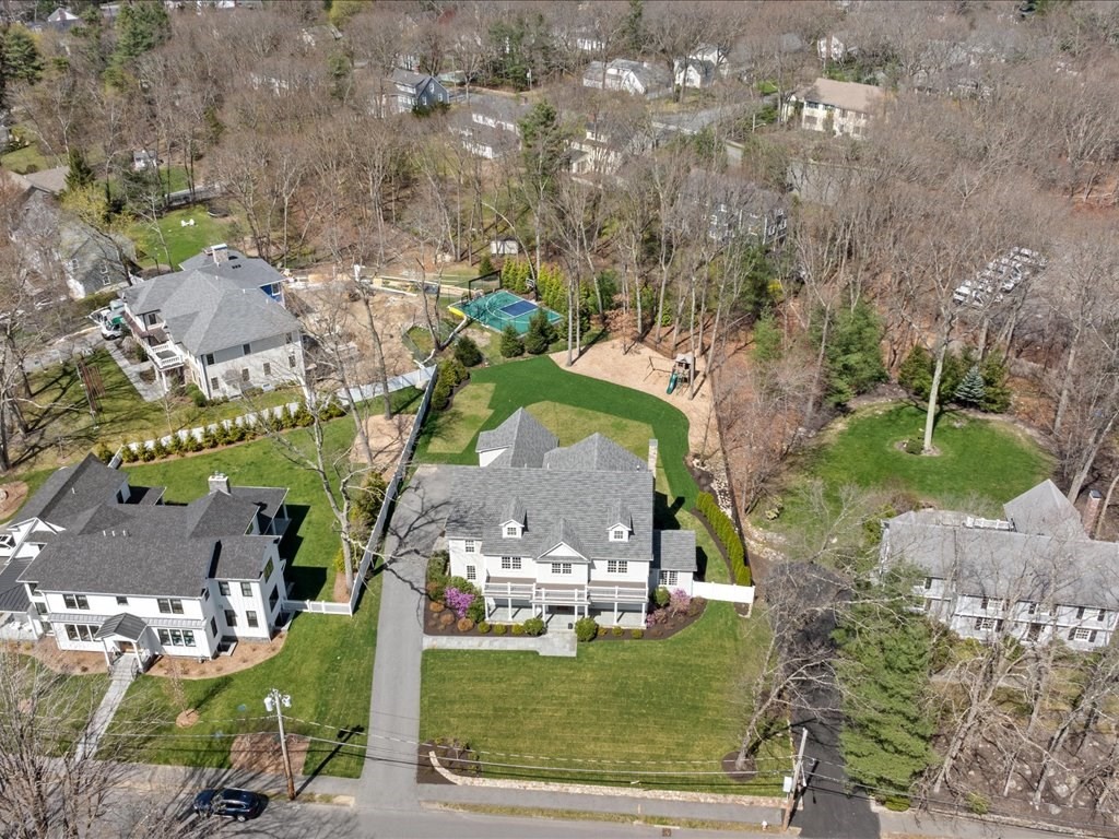 241 Bristol Road Wellesley, MA 02481 - Photo 3 of 42 an aerial view of a house with a garden and trees