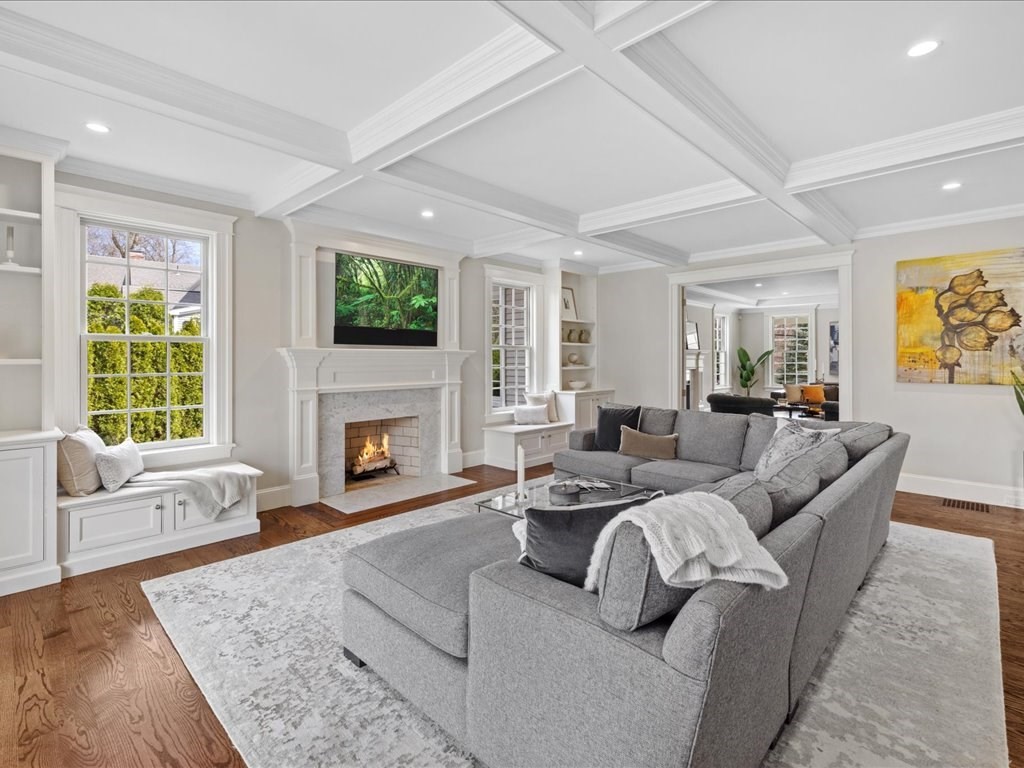 241 Bristol Road Wellesley, MA 02481 - Photo 10 of 42 a living room with furniture fireplace and window