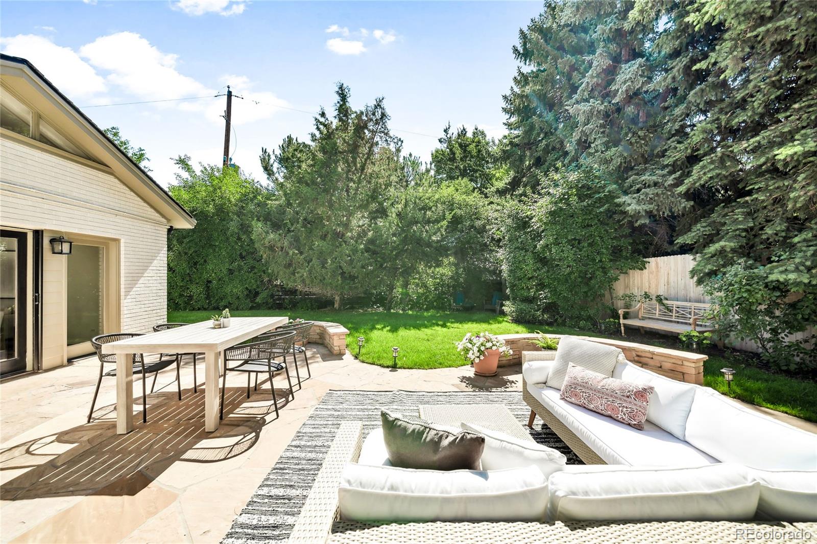 950 South Monroe Street Denver, CO 80209 - Photo 37 of 39 a view of a patio with couches table and chairs with wooden fence and plants