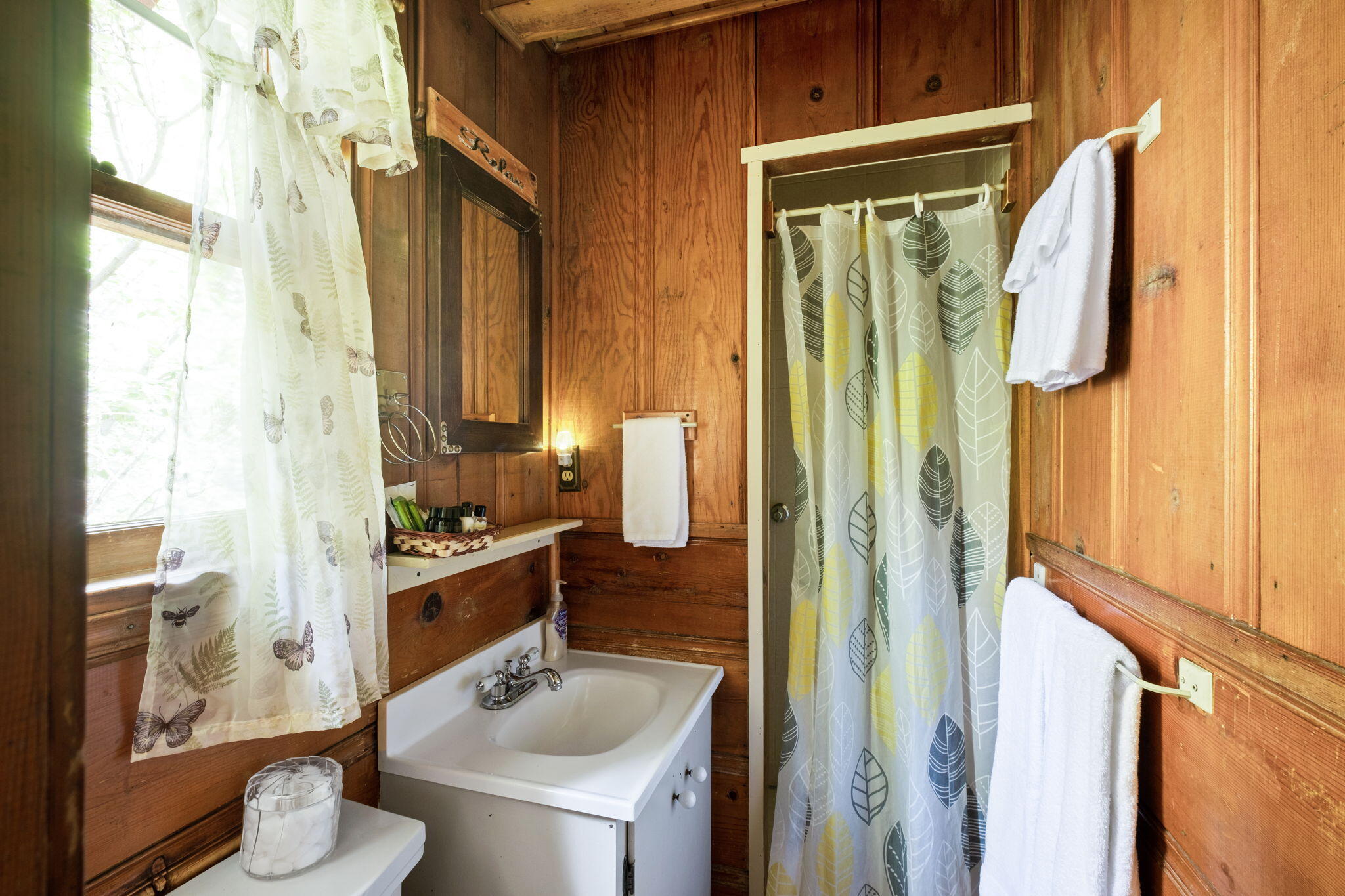 25210 Fern Valley Road Idyllwild, CA 92549 - Photo 76 of 127 a bathroom with a sink a mirror a potted plant and a window