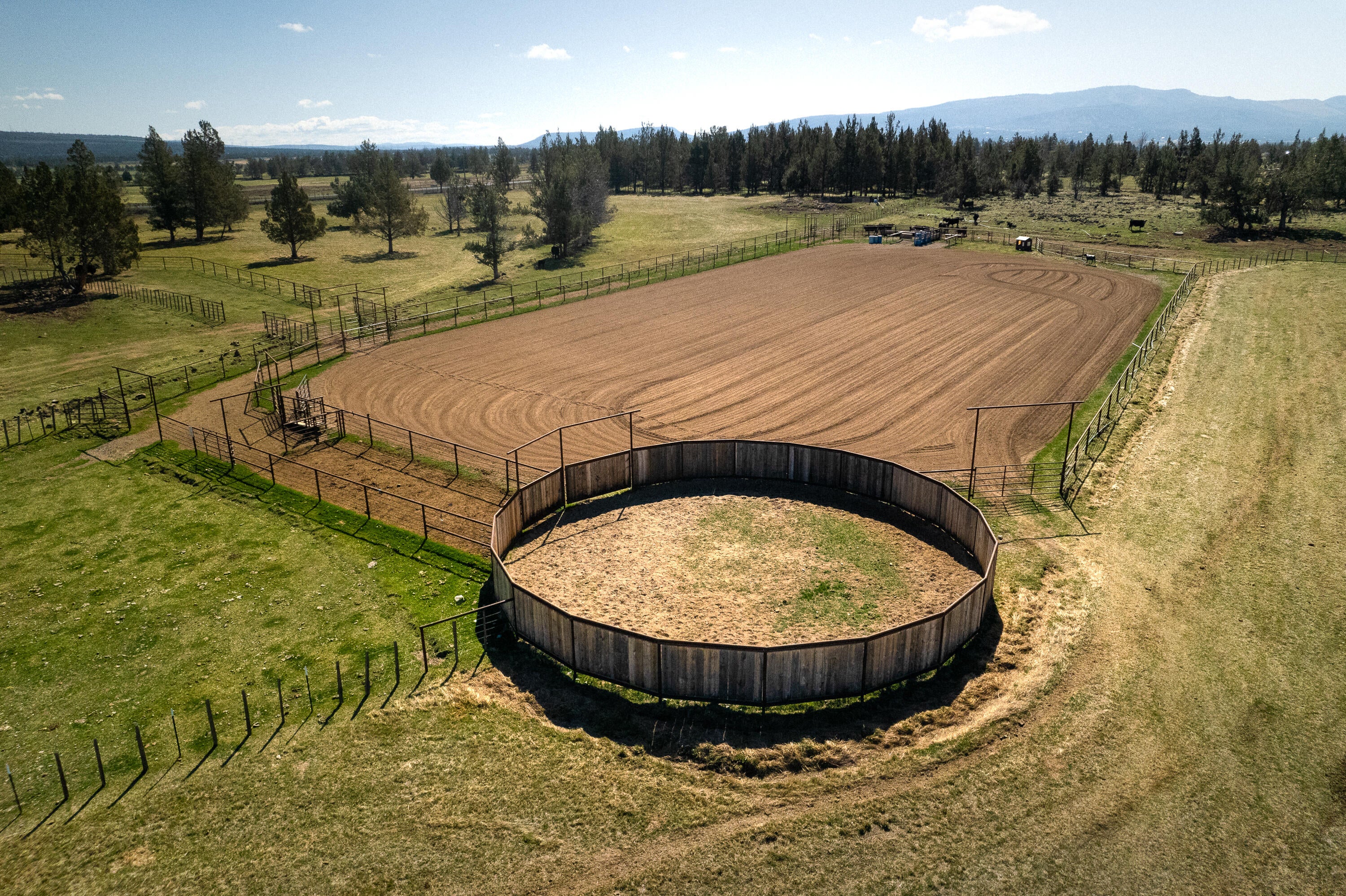 12106 Southwest Houston Lake Road Powell Butte, OR 97753 - Photo 1 of 51 Roping arena with roping chute and round pen.