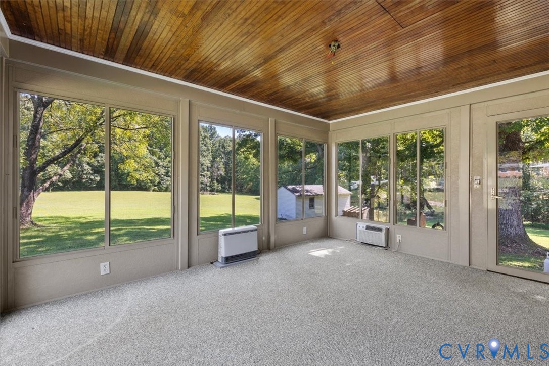 3577 Old Buckingham Road Powhatan, VA 23139 - Photo 18 of 36 Enclosed porch featuring a wood-paneled ceiling, w