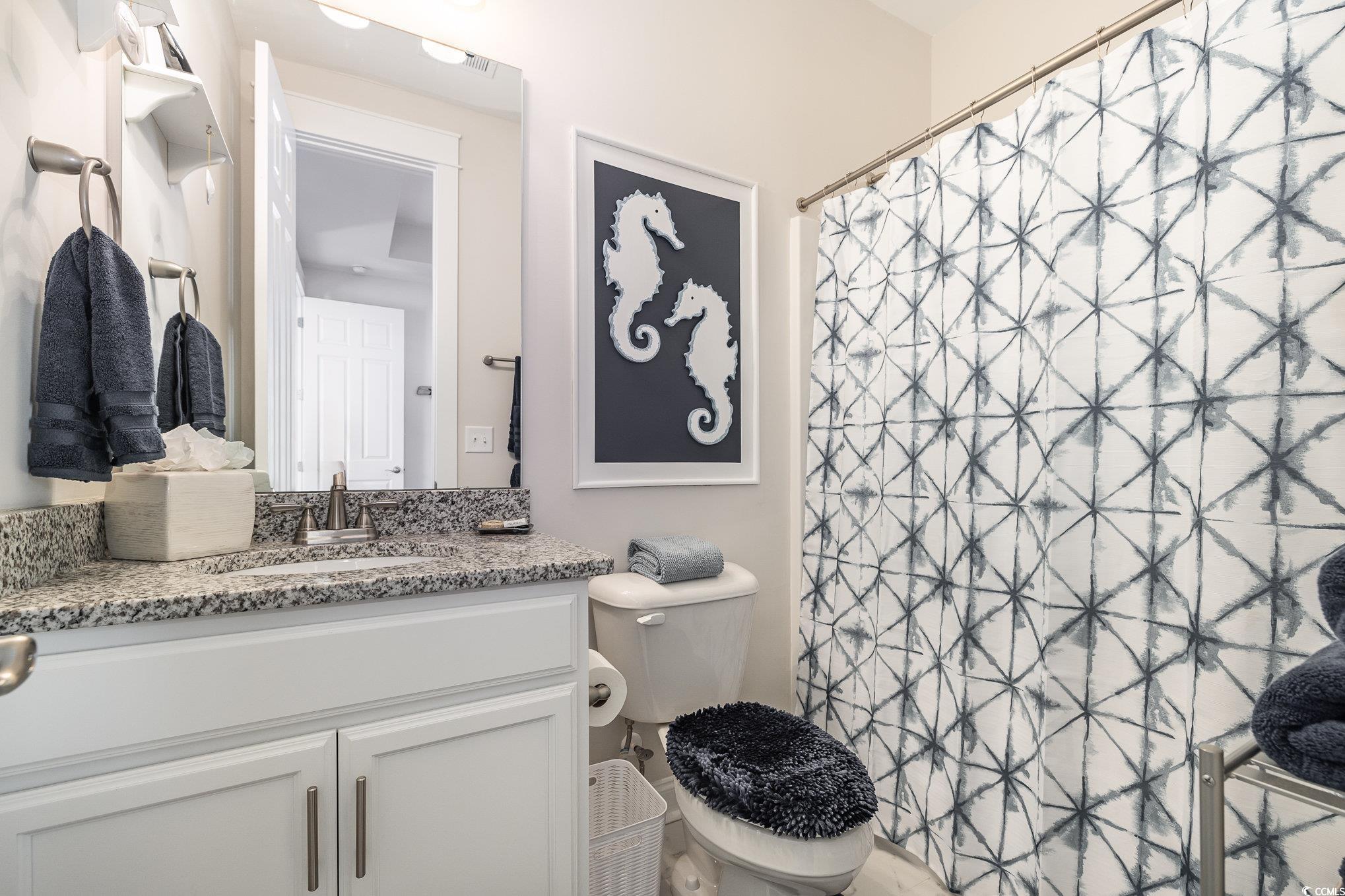839 Rosa Circle Myrtle Beach, SC 29577 - Photo 32 of 40 Bathroom featuring a shower with curtain, vanity,