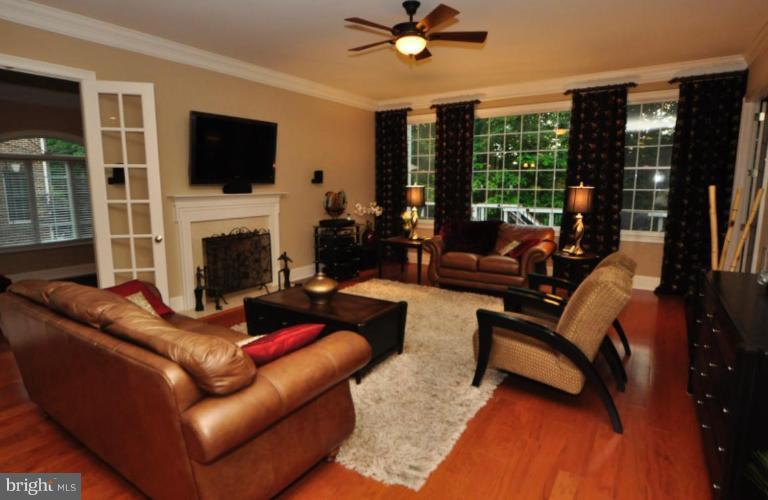 20129 Black Diamond Place Ashburn, VA 20147 - Photo 5 of 20 a living room with furniture a flat screen tv and a fireplace