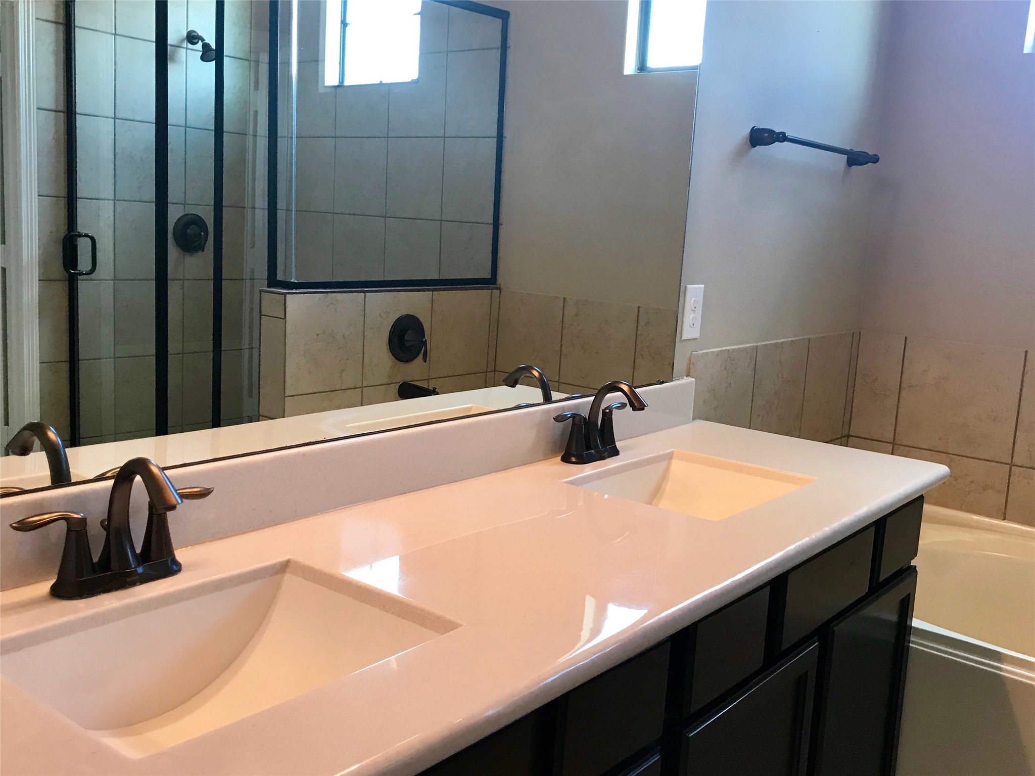 722 Audra Lane Spring, TX 77386 - Photo 17 of 27 a bathroom with a sink and a large mirror