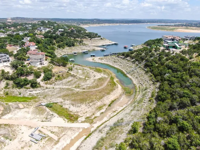 a view of a lake with a mountain in the background