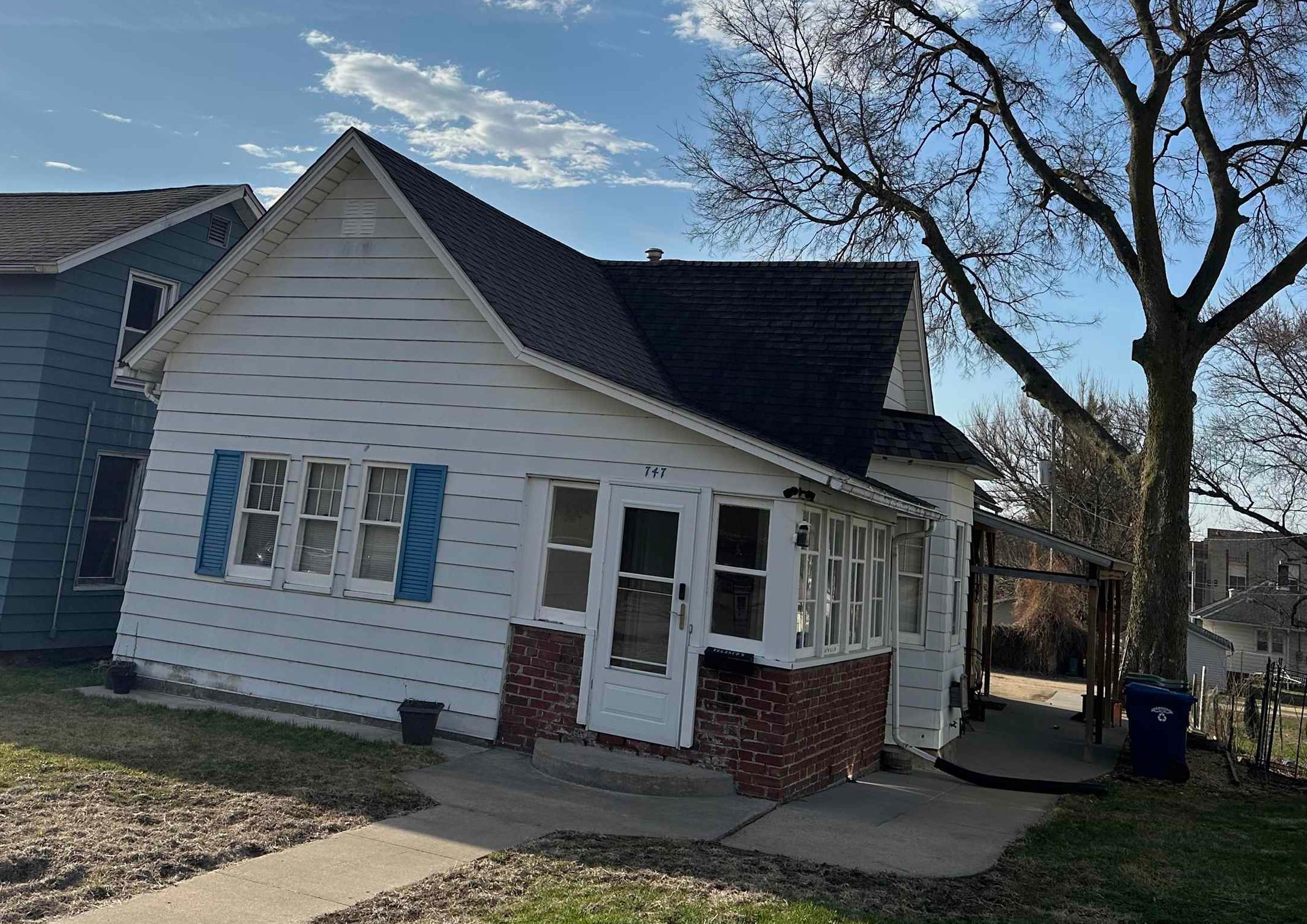 a front view of a house with balcony