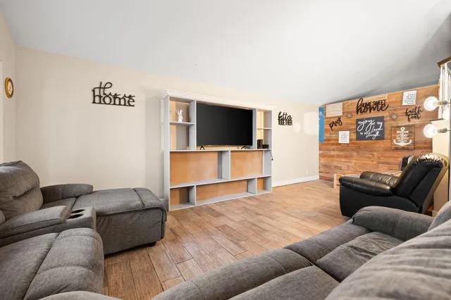 a building outdoor space with patio furniture