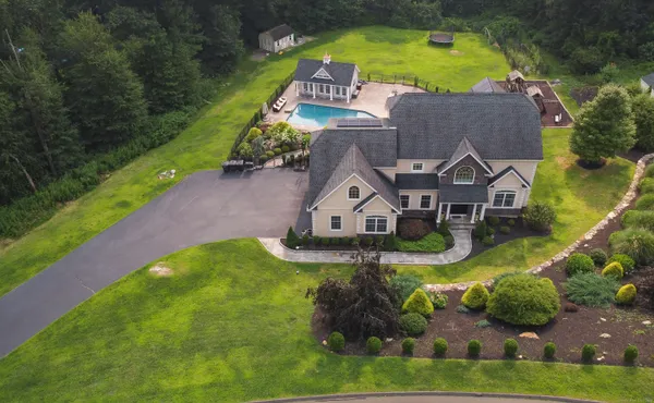 an aerial view of a house