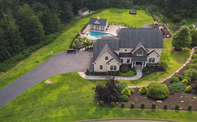 an aerial view of a house