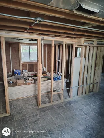 a bathroom with a window