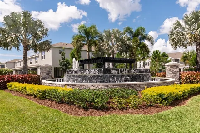 a view of a swimming pool with a garden