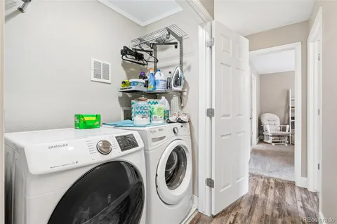 a view of washer and dryer in a utility room