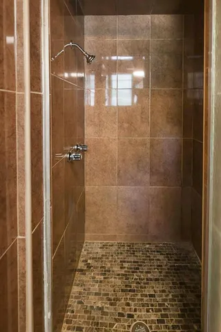 a bathroom with a shower