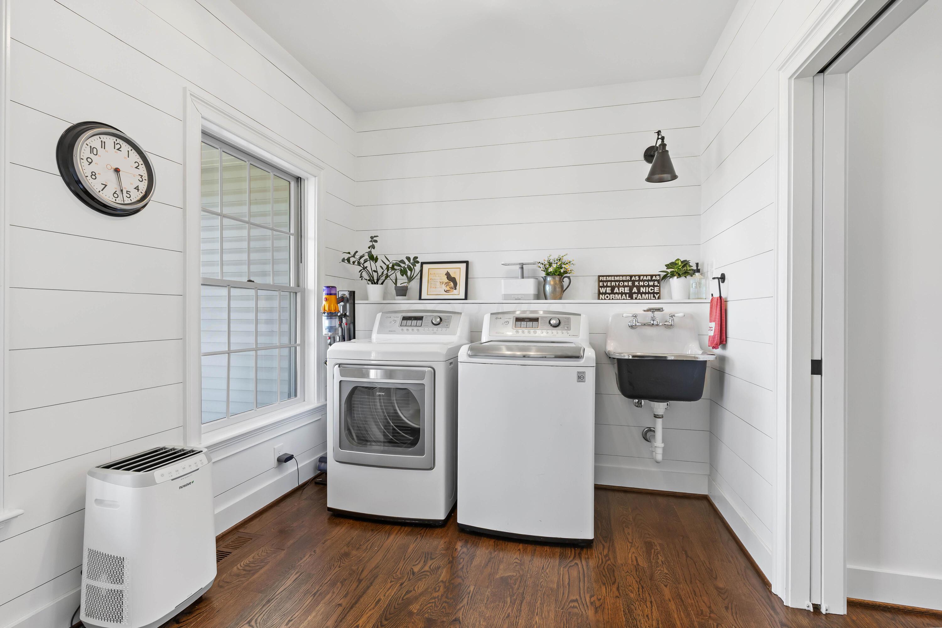 1364 Dale Ford Road Delaware, OH 43015 - Photo 10 of 112 • Hardwood flooring • Shiplap walls • Lighted ceiling fan • Utility sink • Washer & dryer are negotiable • Electric dryer hookup • Wall hooks • Pocket door