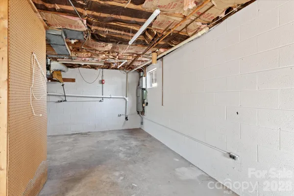 a view of a room with racks on the wall
