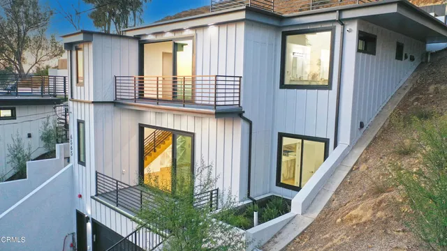 a view of a building from a balcony