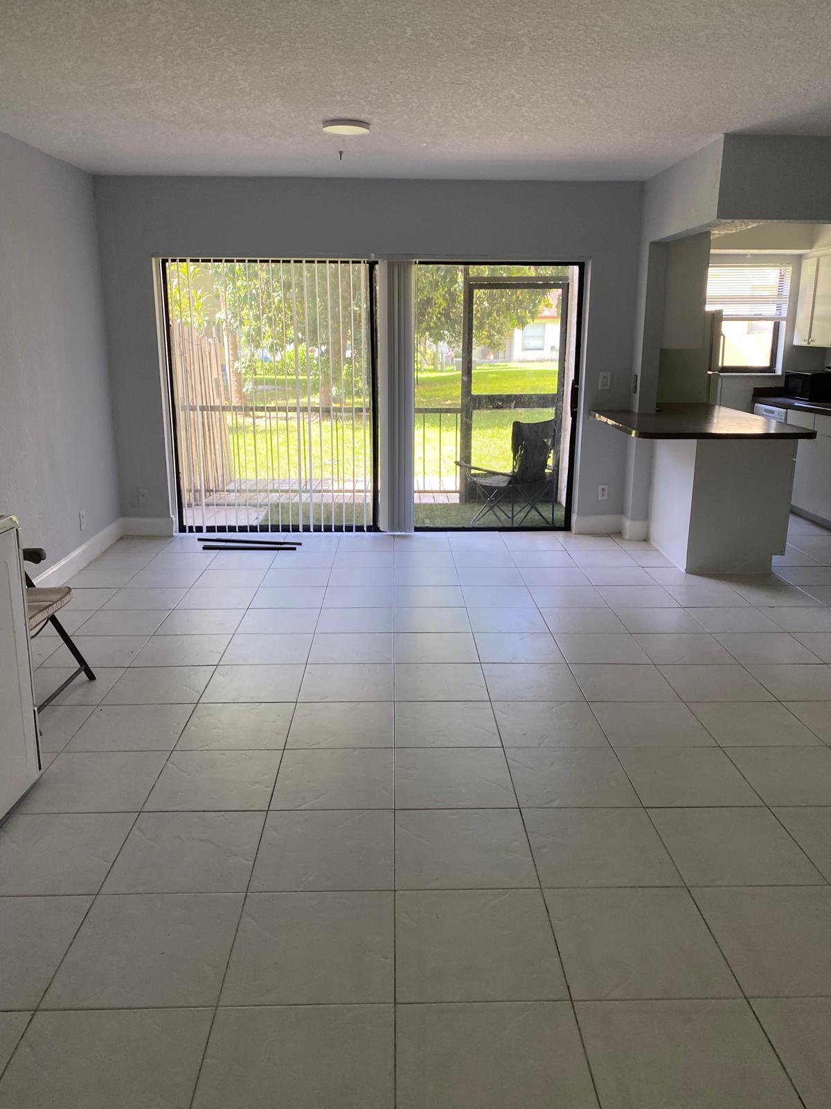 a room with a large window