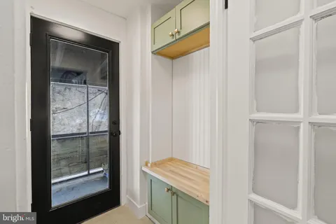 a room that has a mirror in it
