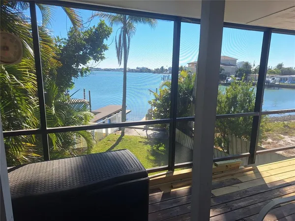 a balcony with hardwood view