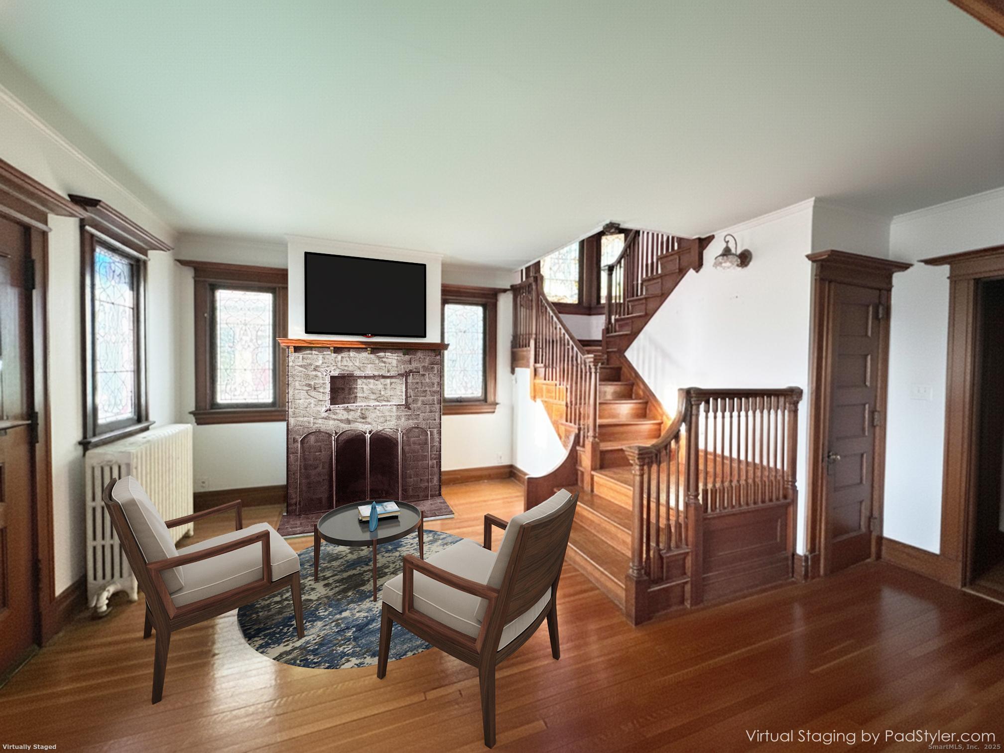 518 Prospect Avenue Hartford, CT 06105 - Photo 7 of 39 a living room with furniture and a flat screen tv