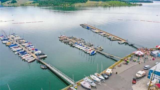 an aerial view of a house with outdoor space