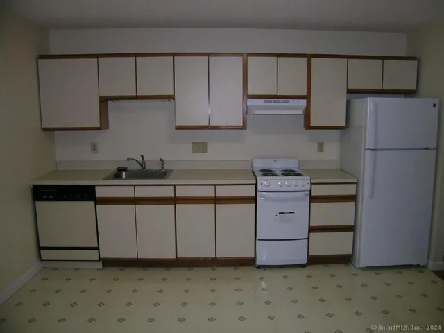 a kitchen with a sink a stove and cabinets