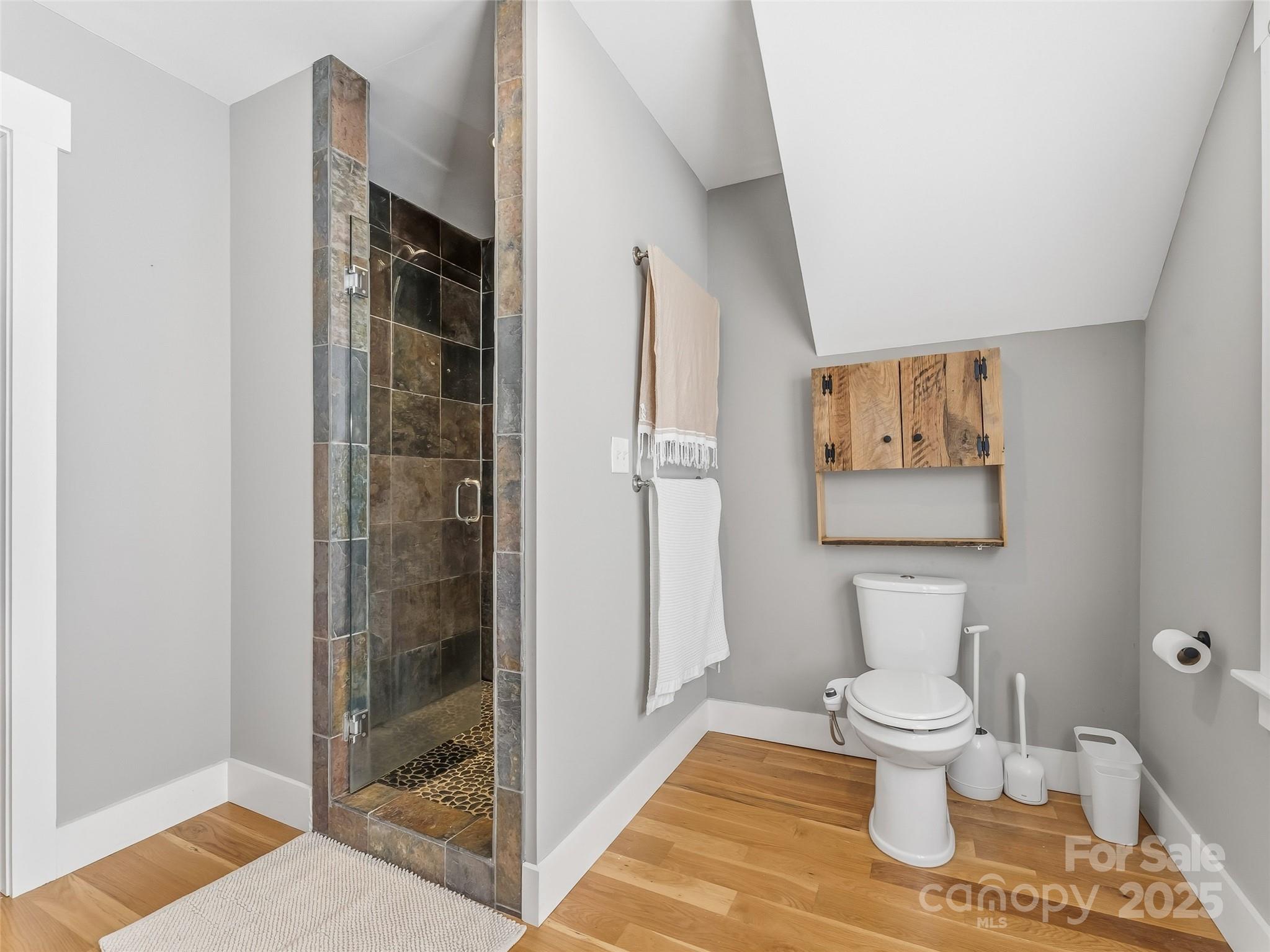 140 Lakeview Avenue Brevard, NC 28712 - Photo 29 of 37 a bathroom with a toilet and a shower