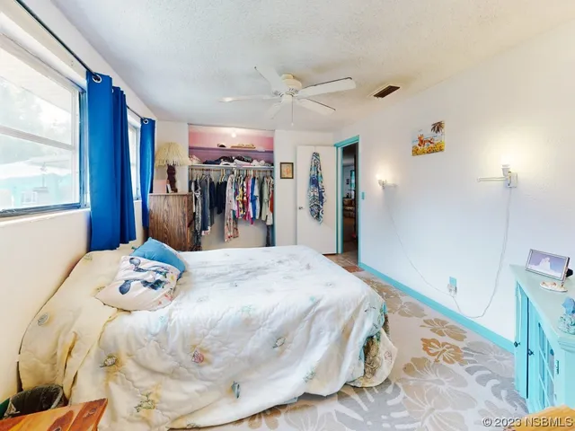 front view of a house with a patio