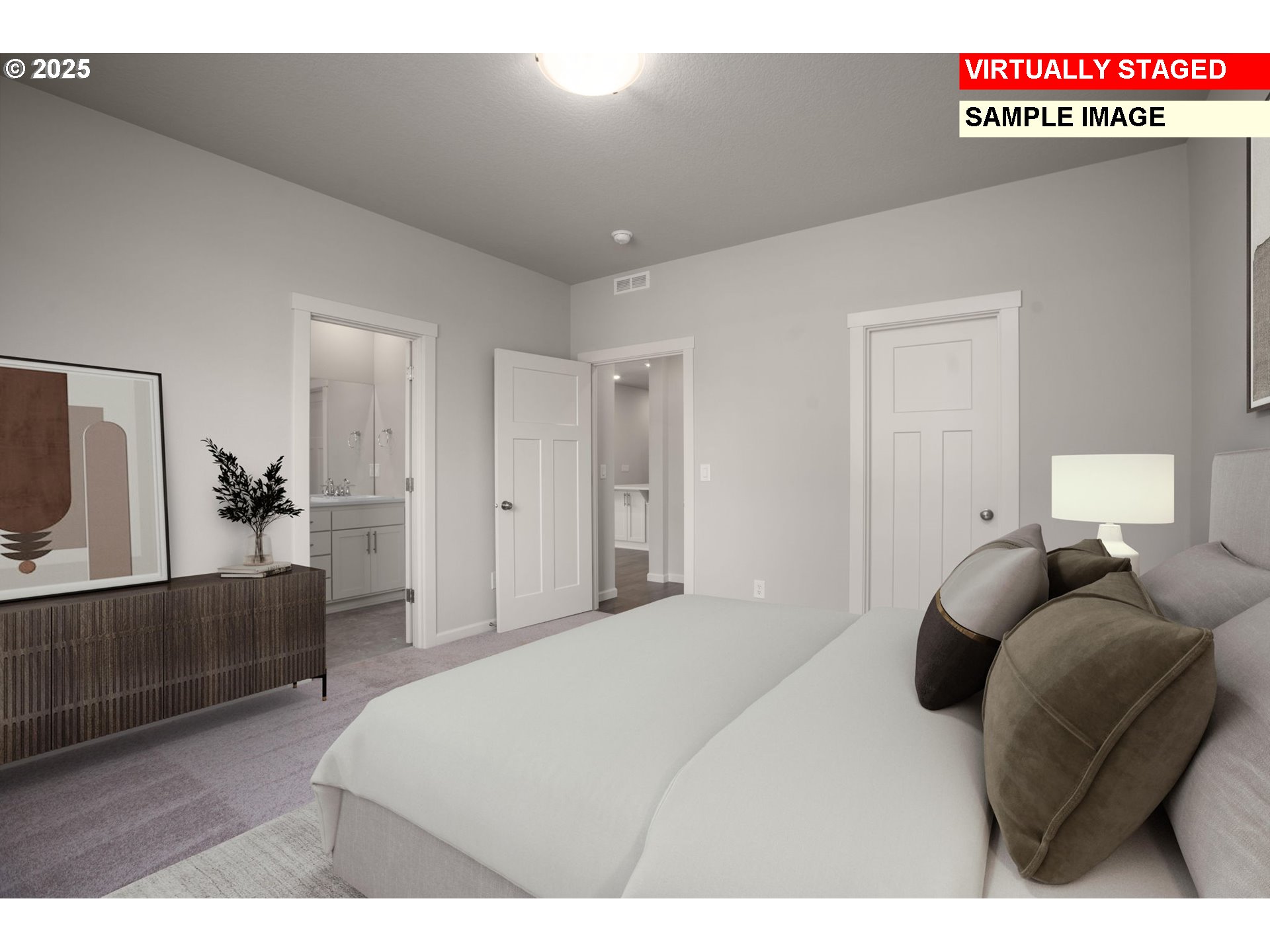 51086 Southwest Klompen Street Scappoose, OR 97056 - Photo 4 of 28 a bedroom with a bed and a flat screen tv