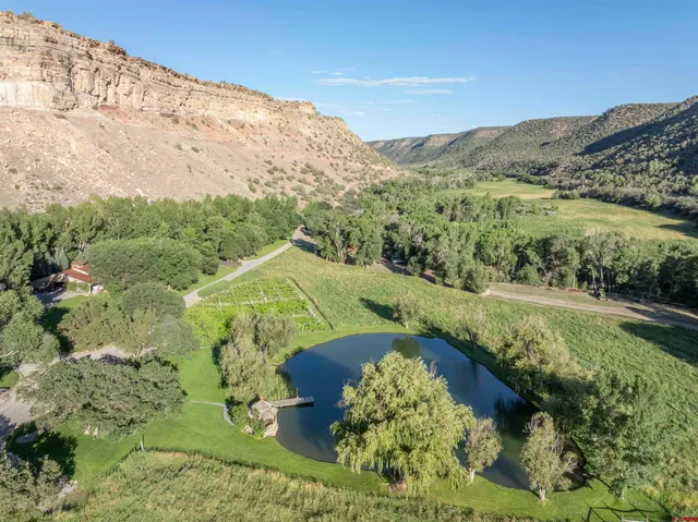 a view of a lake with a mountain in the background