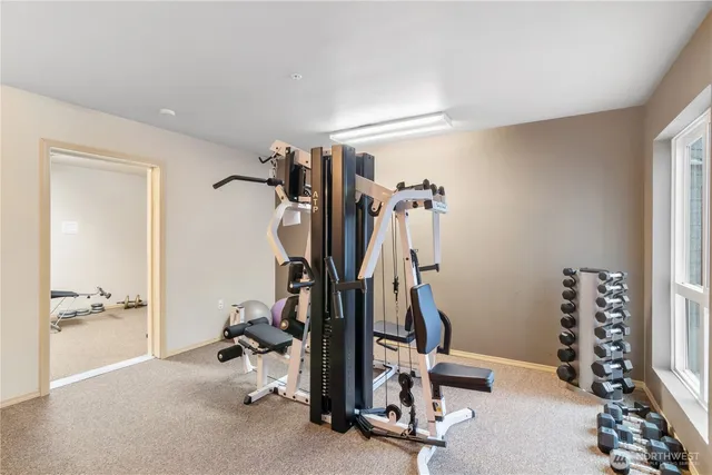 a view of a room with gym equipment