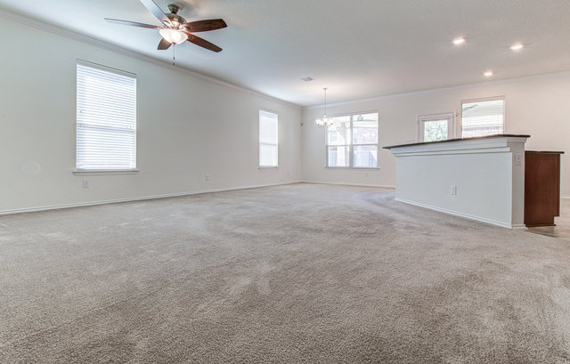 1237 Volente Lane Leander, TX 78641 - Photo 2 of 22 A spacious living room featuring soft carpeted flooring and abundant natural light.