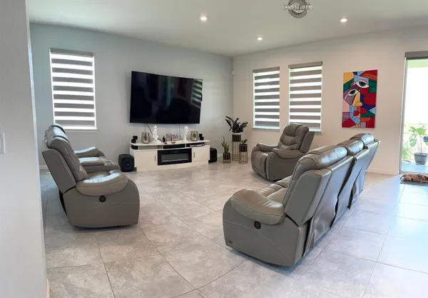 a view of front door with furniture